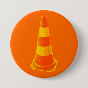 Verkehrskegel mit gelben Streifen Button