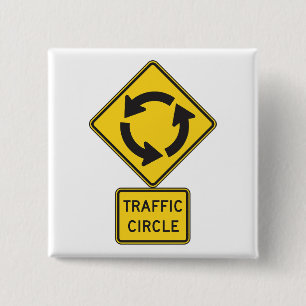 Verkehrskreisel-Straßenschild Gelbes Diamant Button