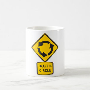 Verkehrskreisel-Warnschild Gelbes Dreieck Kaffeetasse