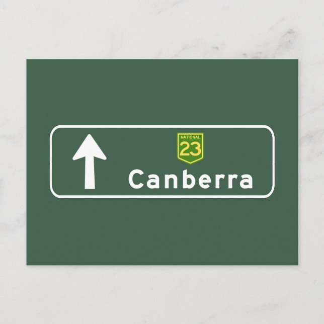 Verkehrsschild Canberras, Australien Postkarte (Vorderseite)