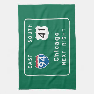 Verkehrsschild Chicagos, IL Geschirrtuch