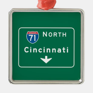 Verkehrsschild Cincinnatis, OH- Silbernes Ornament