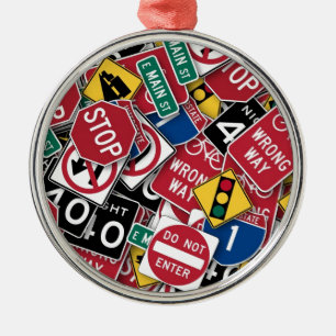 Verkehrsschildentwurf Silbernes Ornament