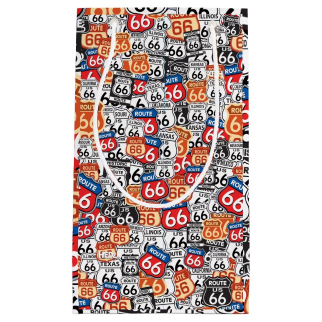 Verkehrsschilder des Weg-66 Kleine Geschenktüte (Vorderseite)