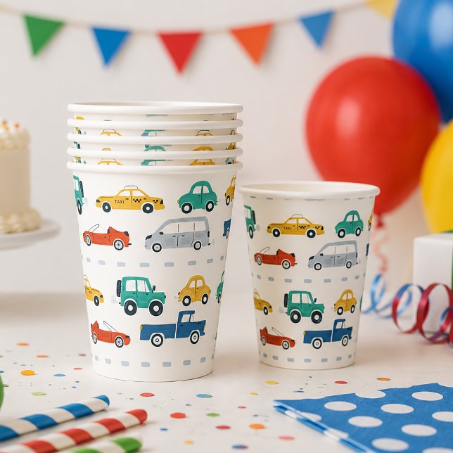 Verkehrsthema Geburtstag Pappbecher (Transportation Party Cups)