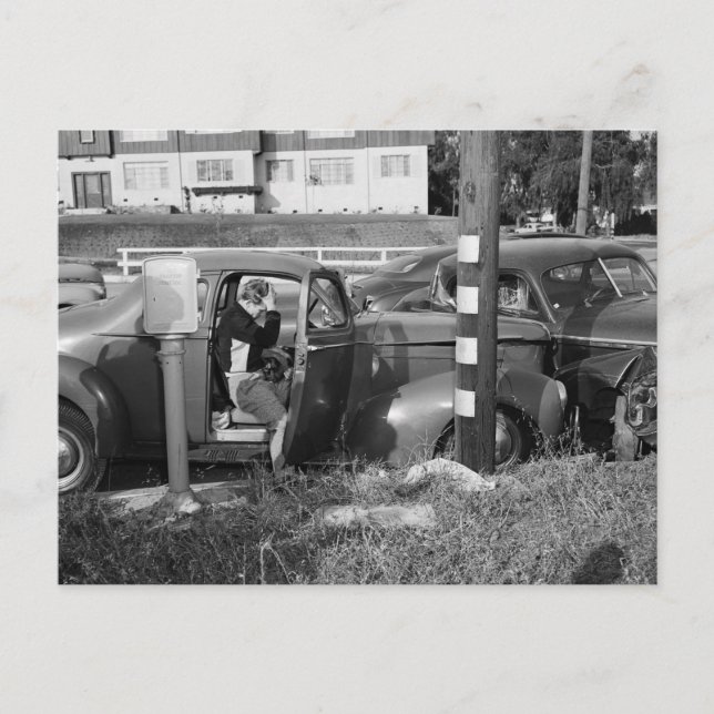 Verkehrsunfall, Los Angeles, 1951 Vintag Postkarte (Vorderseite)