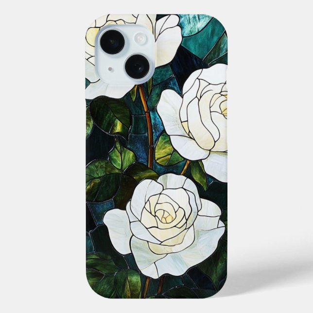 Verklebte Glaseeffekte iPhone Gehäuse, weiße Rosen Case-Mate iPhone Hülle (Rückseite)