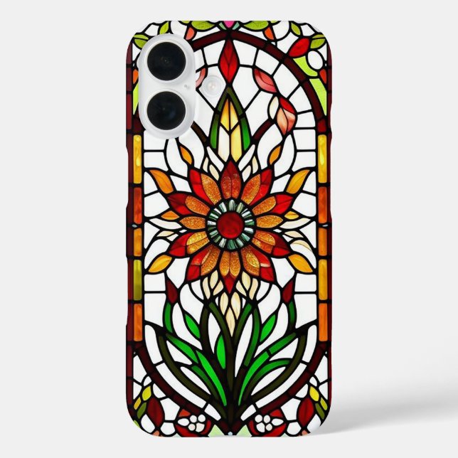 Verkleidetes Glasfenster mit lebhafter Blume Case-Mate iPhone Hülle (Rückseite)