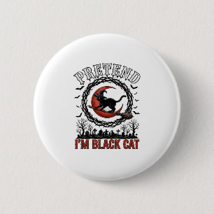 Verkleidung Schwarze Katze Halloween Hexenhut Rote Button
