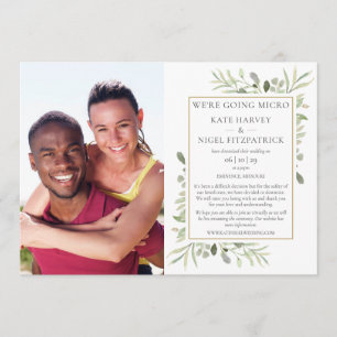 Verkleinerte Mikro-Grün-Foto-Hochzeit Einladung