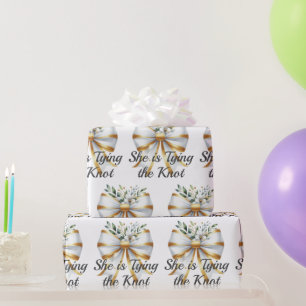 Verknoten Weißes Band Florale Hochzeitsdusche Geschenkpapier