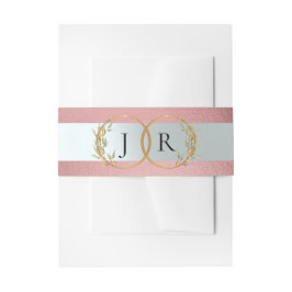 Verknüpftes Blattmonogramm - Roségold Einladungsbanderole