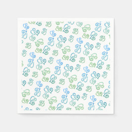 Verknüpftes blaues Herz-Muster über weißes Party Serviette