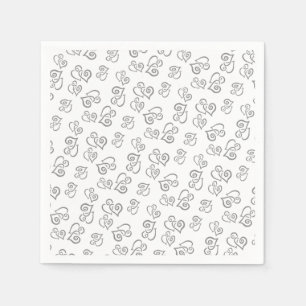Verknüpftes graues Herz-Muster auf weißer Party Serviette