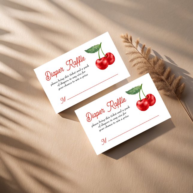 Verkostung der Babydusche auf der oberen Band Begleitkarte (Cherry on top red ribbon cherry baby shower diaper raffle enclosure cards cherry raffle tickets)