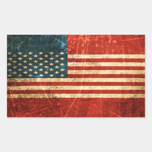 Verkratzte und getragene Vintage amerikanische Rechteckiger Aufkleber