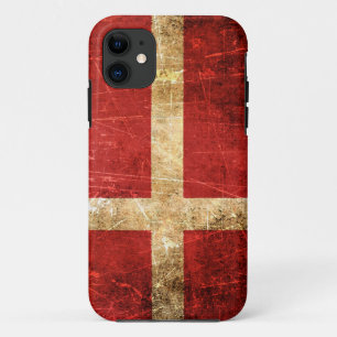 Verkratzte und getragene Vintage dänische Flagge iPhone 11 Hülle