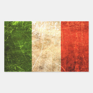 Verkratzte und getragene Vintage italienische Rechteckiger Aufkleber