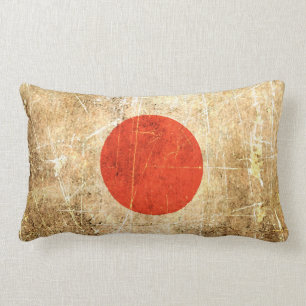 Verkratzte und getragene Vintage japanische Flagge Lendenkissen