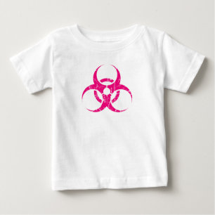 Verkratztes rosa Biogefährdung-Symbol Baby T-shirt