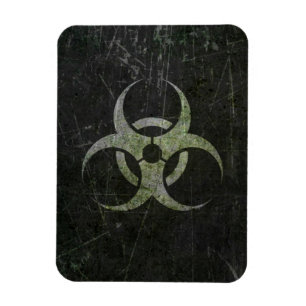 Verkratztes und getragenes Biogefährdung-Symbol Magnet