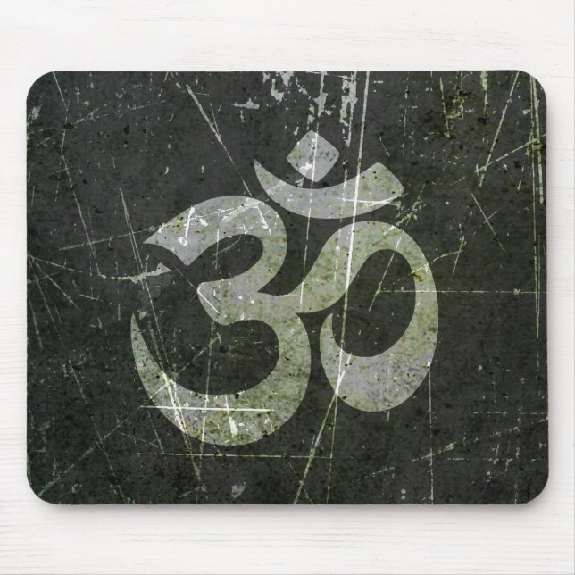 Verkratztes und getragenes Yoga-OM-Symbol Mousepad (Vorne)