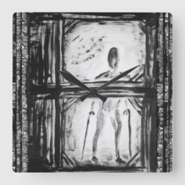 verkrüppelter Mann Quadratische Wanduhr