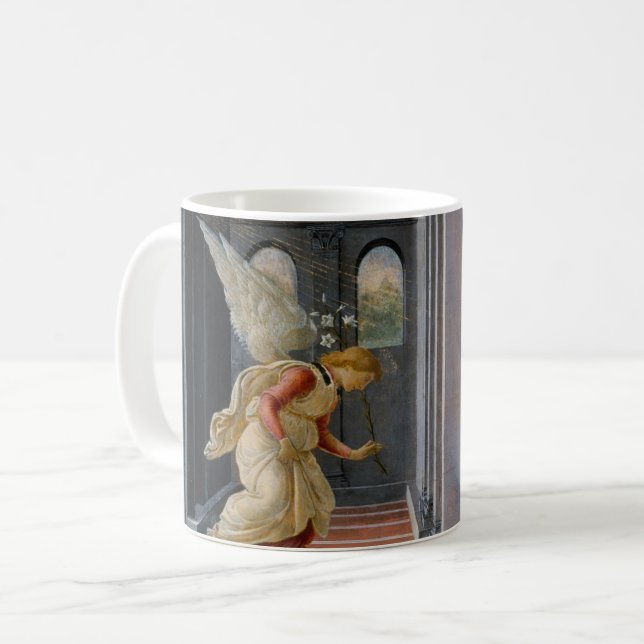 Verkündigung von Sandro Botticelli Kaffeetasse (Vorderseite Links)