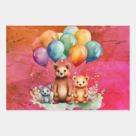 Verkürzung der Niedliche Tiere des Papierabdrucks Geschenkpapier Set