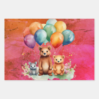 Verkürzung der Niedliche Tiere des Papierabdrucks Geschenkpapier Set