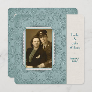 Verlängerung der Vintagen Glitzer-Damast-Foto Einladung