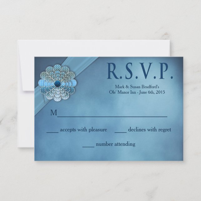 Verlängerung von Eheschließungen - Blue Elegant -  RSVP Karte (Vorderseite)