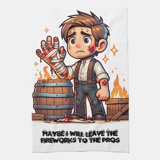 Verlass das Feuerwerk an die Pros! Geschirrtuch (Vertikal)