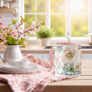 Verlass dir nie eine rosa Aquarellflora Christlich Tasse