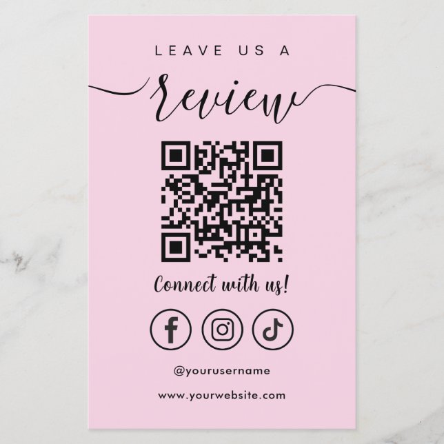 Verlass eines QR-Codes für Social Media-Logo Pink Flyer (Vorne)