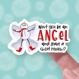 Verlass eines Review Niedlich Winter Snowman Angel Aufkleber