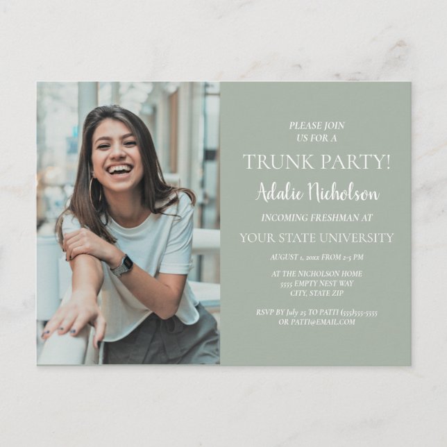 Verlass für Uni Trunk Party Foto Postkarte (Vorderseite)