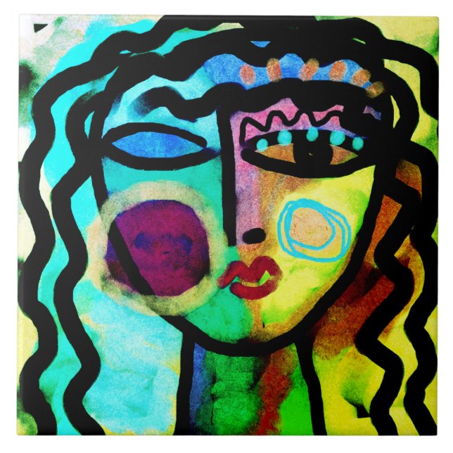 Verlass Me Alone Abstrakte Kunst Fliese (Vorderseite)