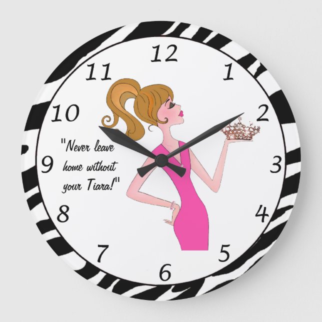 "Verlass niemals Zuhause ohne dein Tiara!" DIVA-Uh Große Wanduhr (Vorderseite)