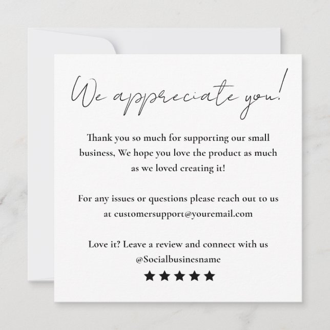 Verlass uns ein Feedback des Kunden durch Ihre Kar Einladung (Vorderseite)