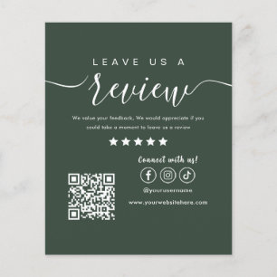 Verlass uns ein Review Social Media Logo dunkelgrü Flyer
