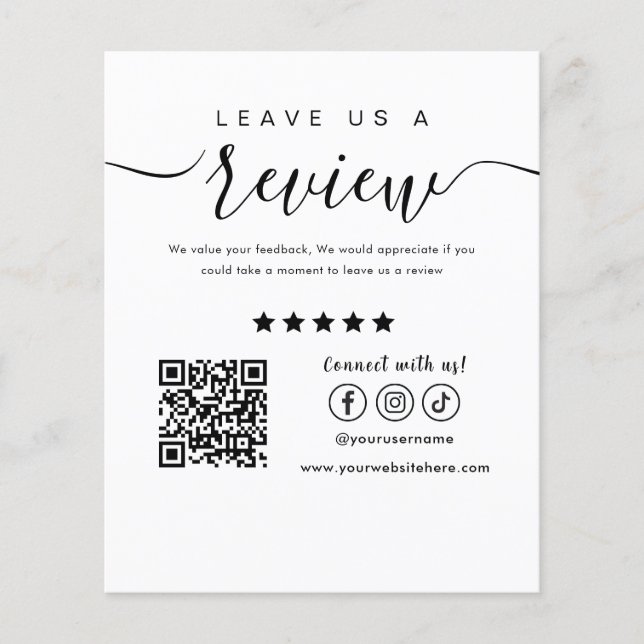 Verlass uns ein Review Social Media Logo Trendy Wh Flyer (Vorne)