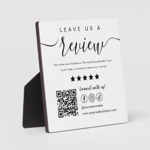 Verlass uns ein Review Social Media Qr-Logo White Fotoplatte