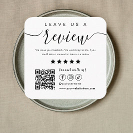 Verlass uns ein Review Social Media Qr-Logo White Quadratische Visitenkarte