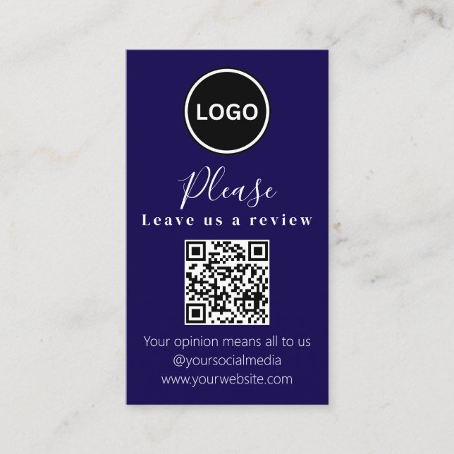 Verlass uns eine Überprüfung | QR-Code Modern Busi Visitenkarte (Vorderseite)