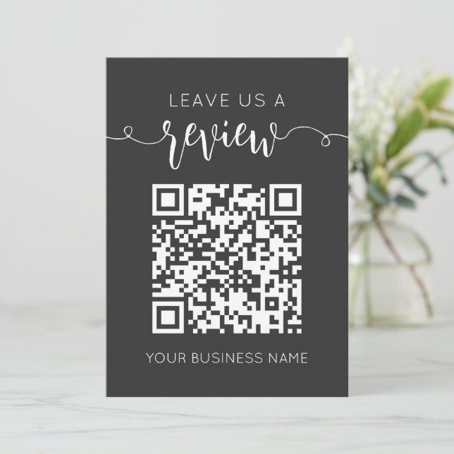 Verlass uns einen QR Code Gray Chic Modern Minimal (Stehend Vorderseite)