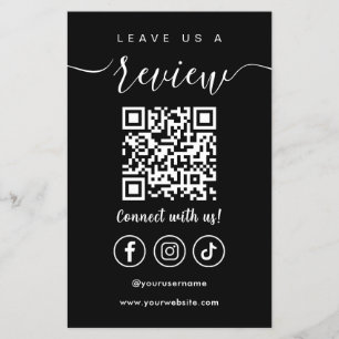 Verlass uns einen QR-Code Social Media Logo Black Flyer