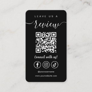 Verlass uns einen QR-Code Social Media Logo Black Visitenkarte