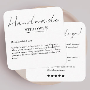 Verlass uns einen Review-Handwerk mit Liebe White Quadratische Visitenkarte