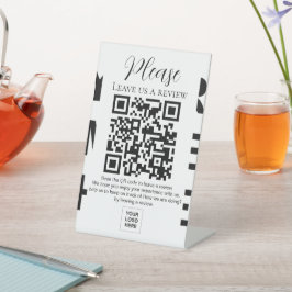 Verlass uns einen Review QR Code mit eigenem Hinte Sockelschild